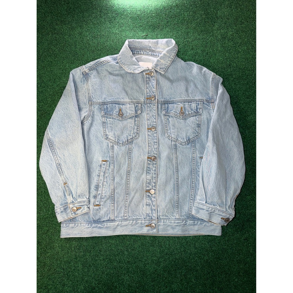 Abercrombie & Fitch Oversized Denim Jacket Light Wash Blue Trucker Mens Medium